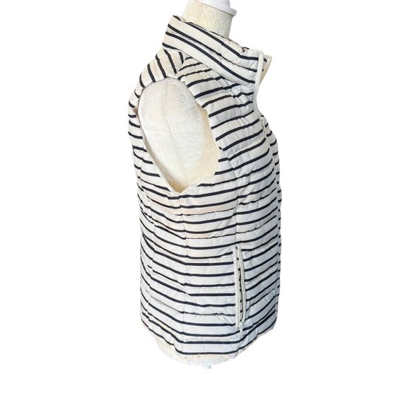 Colebrook navy blue and off white striped zip up puffer vest with pockets S - Picture 3 of 11